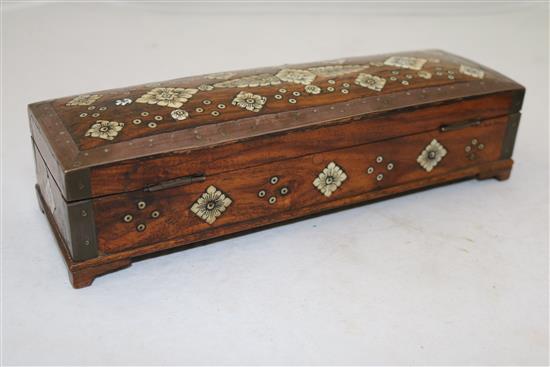 An Indian Box and a Persian brass scribes case, 19th century, 27cm and 20cm